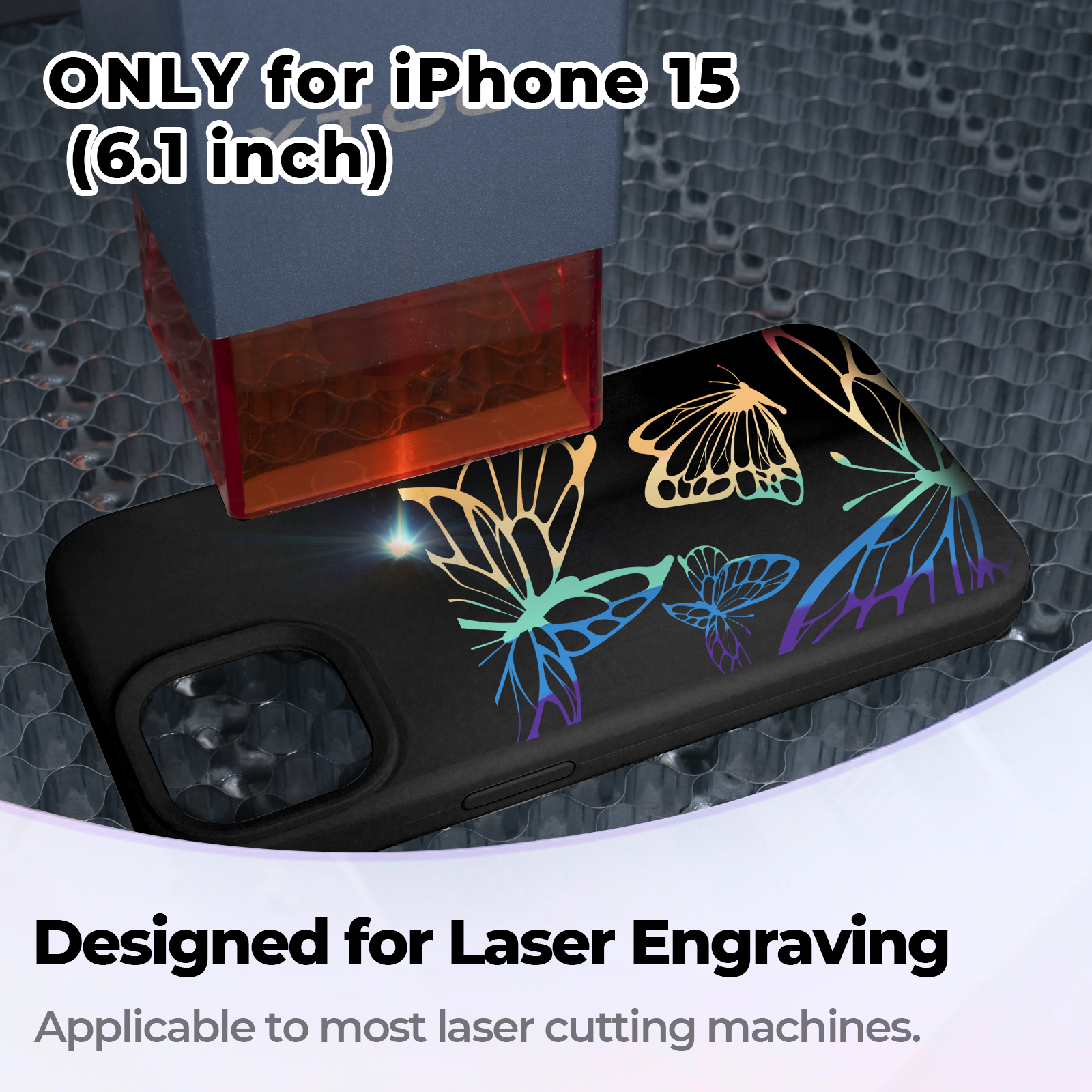 Black Silicone Magnetic iPhone Case with Laserable Rainbow Filling