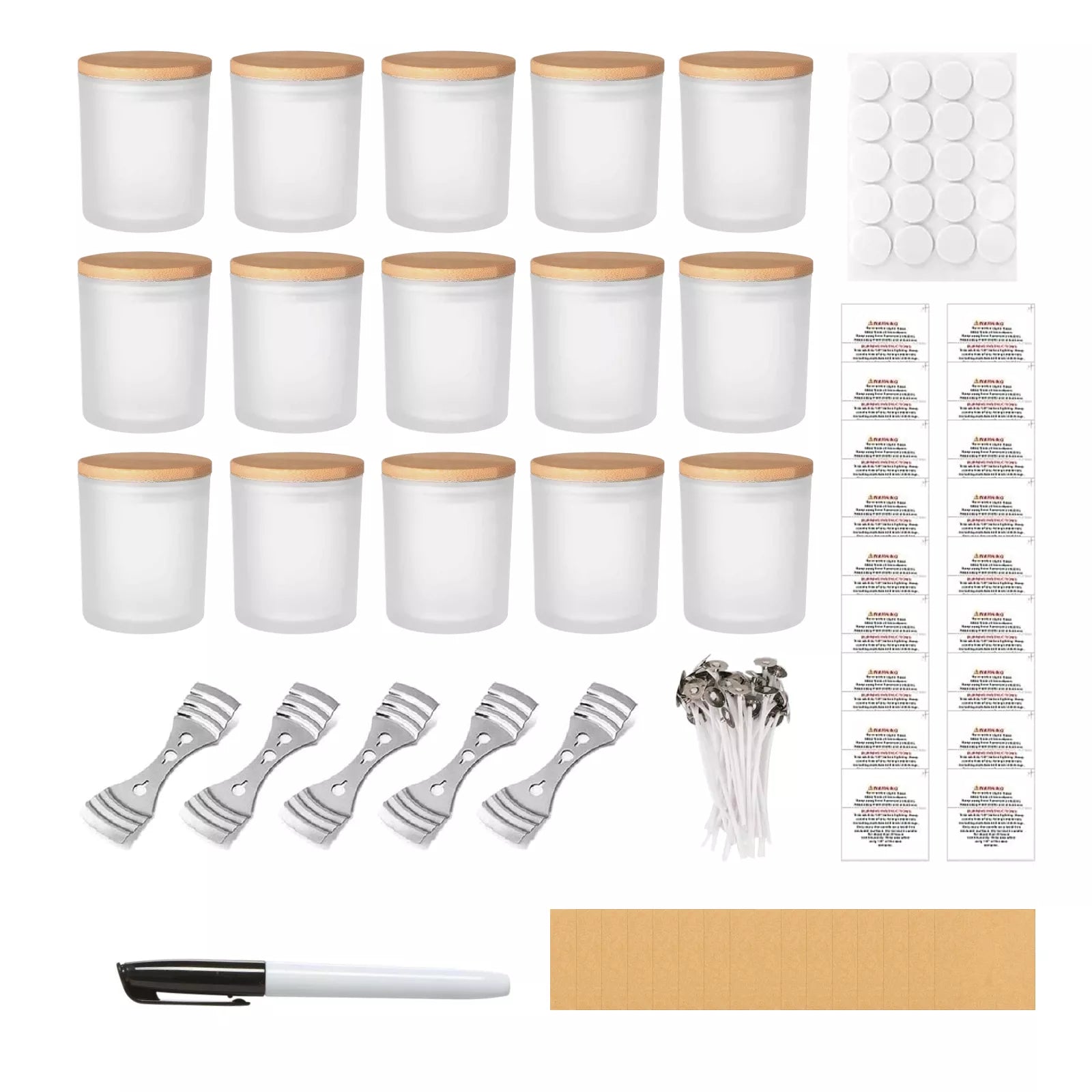 15-Pack 7oz Frosted Candle Jars with Making Kits