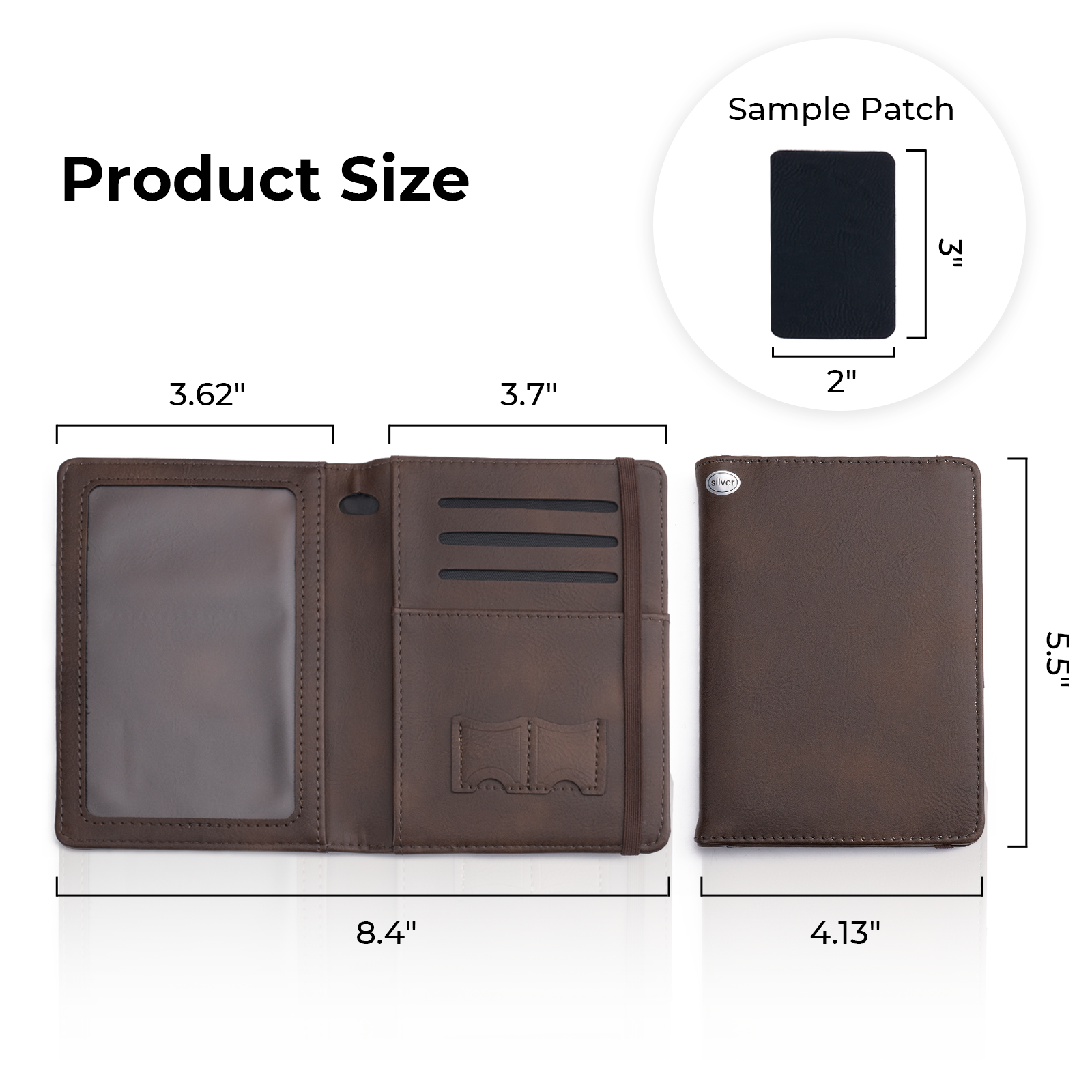 Brown to Silver Laserable PU Patch Passport Holder