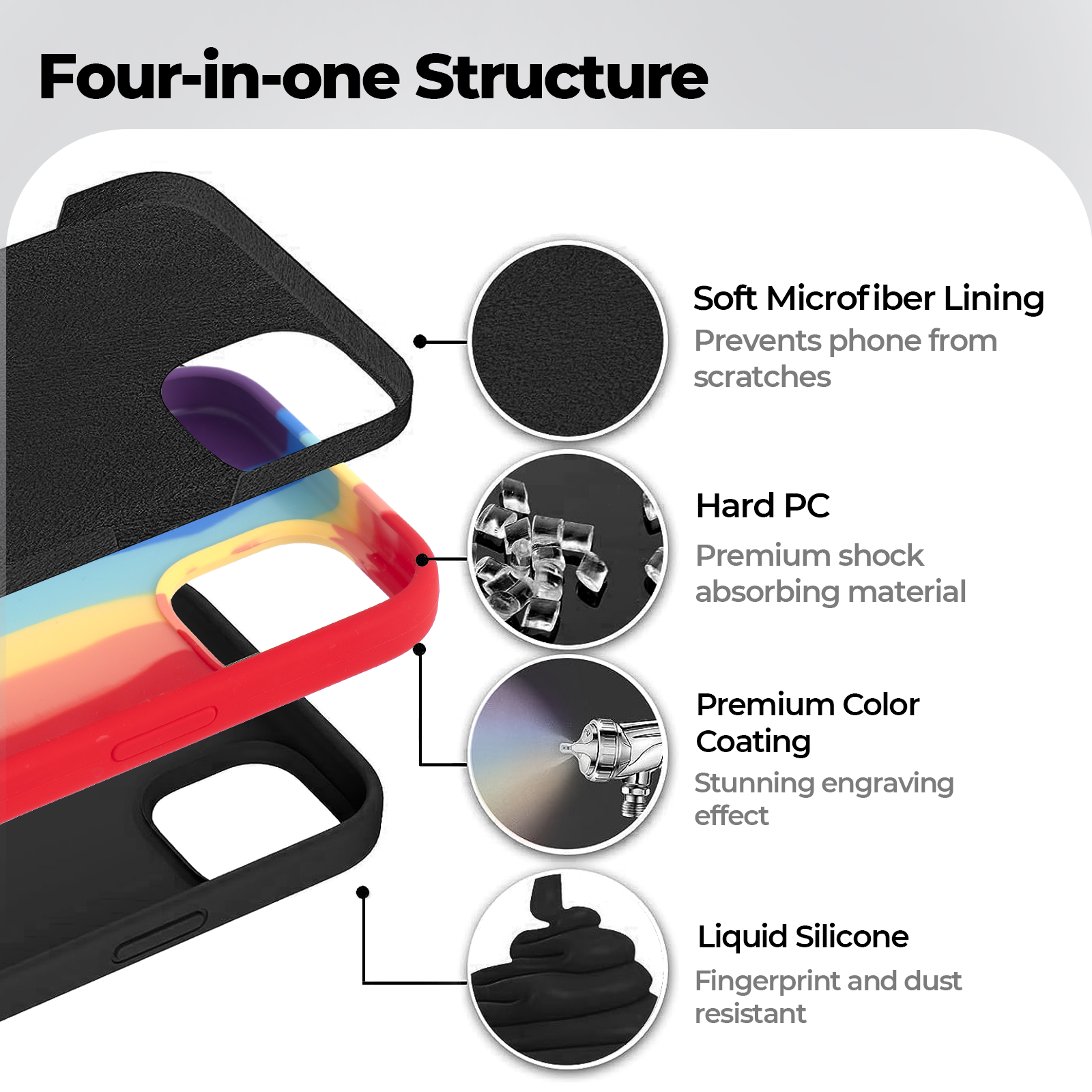 Silicone Magnetic iPhone Case with Laserable Rainbow Filling