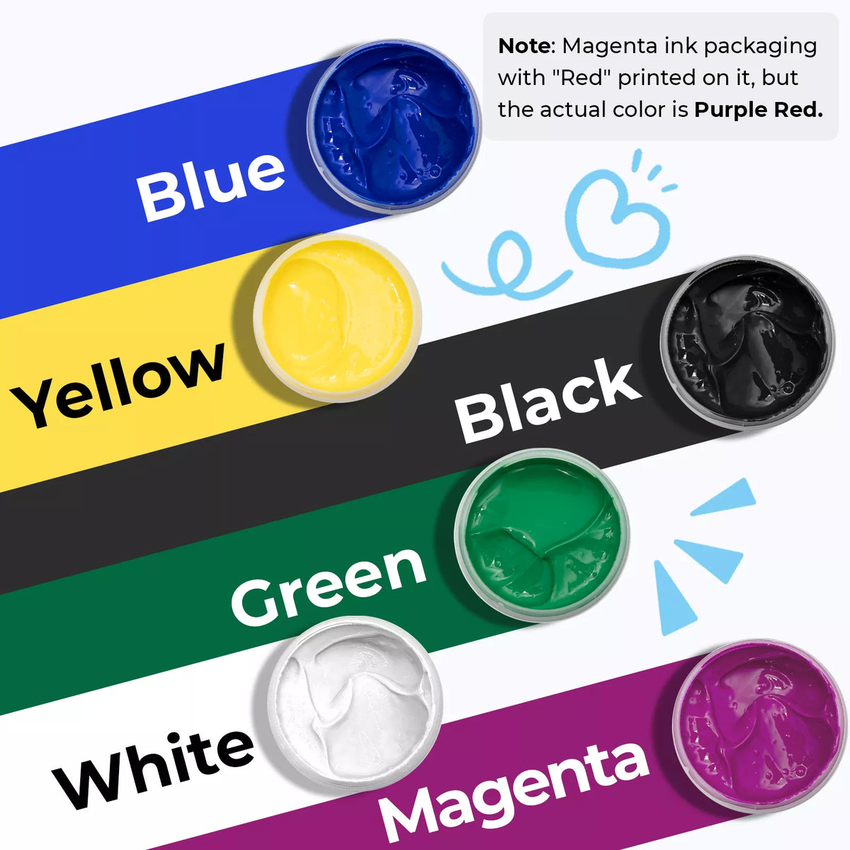 Basic Screen Printing Ink 6 Colors | xTool Materials