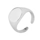 Silver Stainless Steel Oval Signet Rings (3pcs)