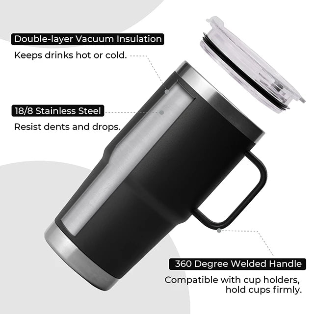 Black Stainless Steel Tumbler kit with Handle (20oz)