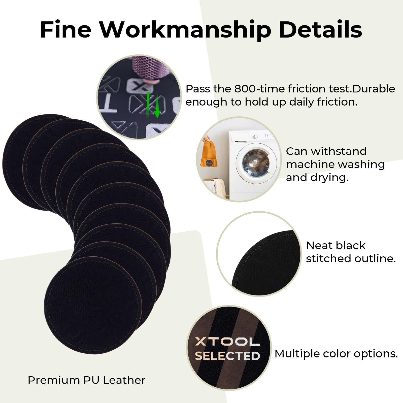 Black to Gold Round Laserable PU Iron-on Patch (10pcs)