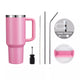 Peony Pink to Silver Stainless Steel Tumbler with Removable Handle (40oz)