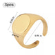Gold Stainless Steel Oval Signet Rings (3pcs)