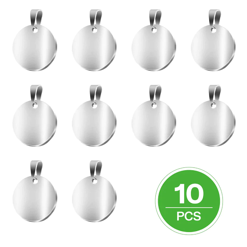 Round Stainless Steel Dog Tag for Laser Engraving (10pcs)