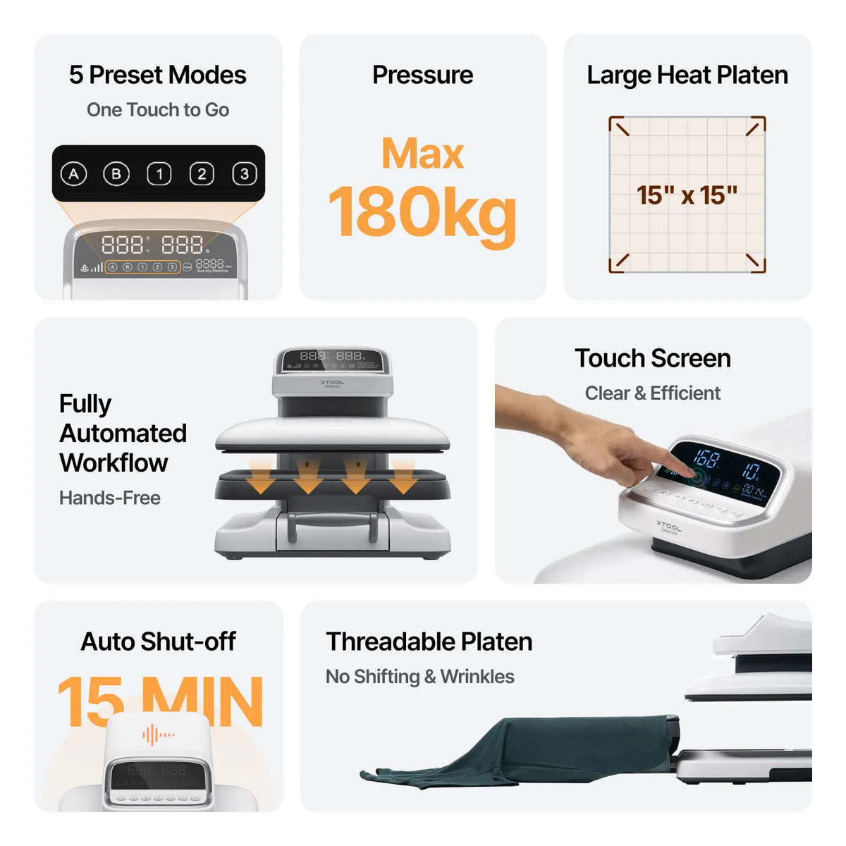 xTool Selected HP2 Auto Heat Press with 15” x 15” Platen