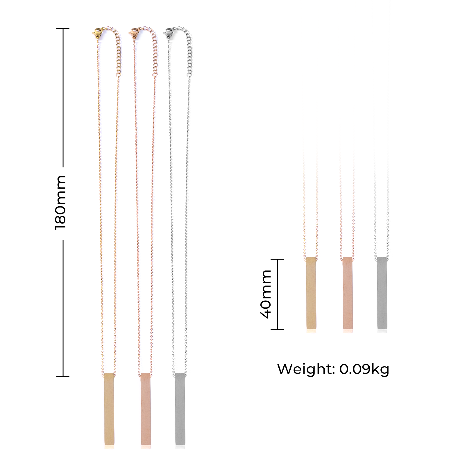 Stainless Steel Vertical Bar Necklace (6pcs)
