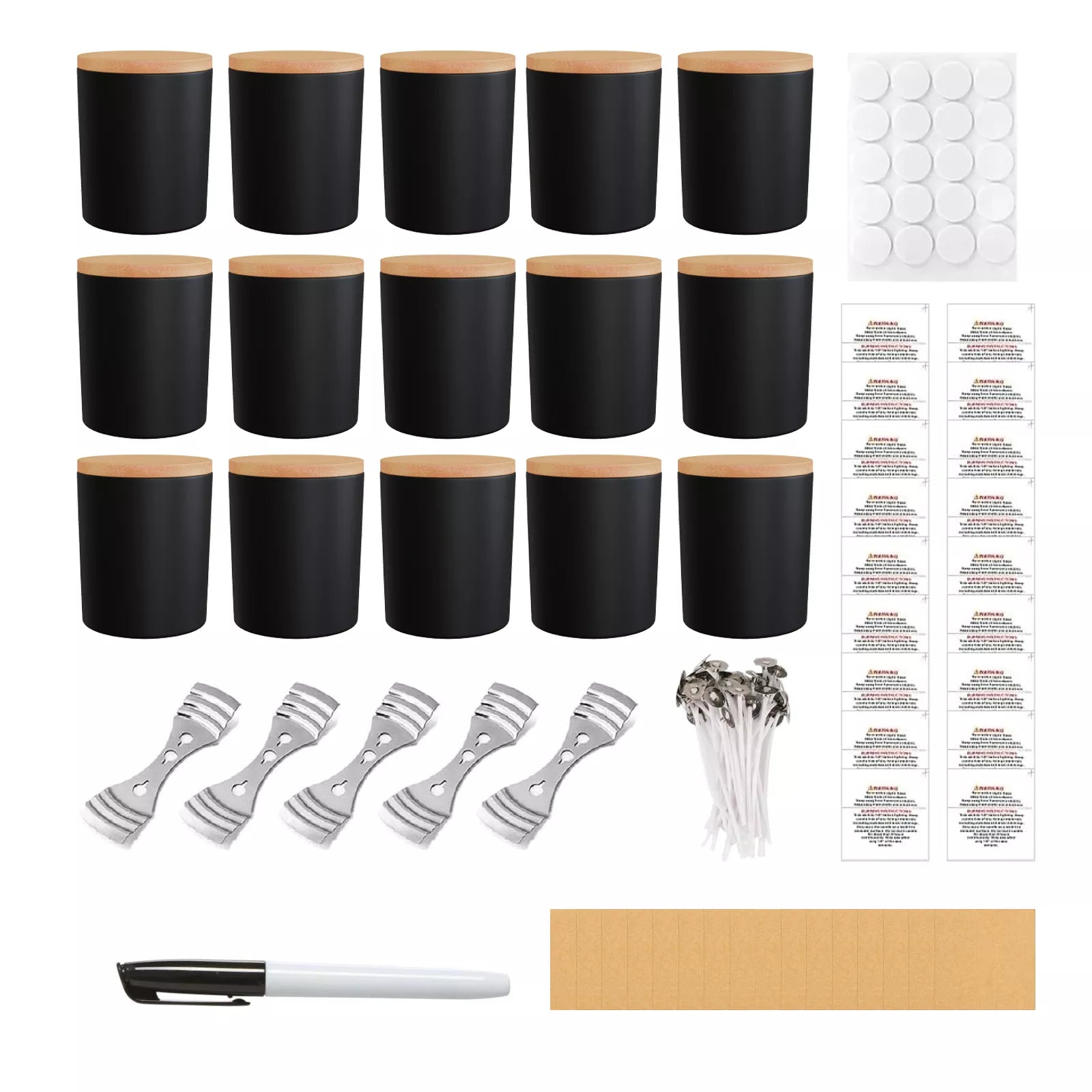 15-Pack 7oz Frosted Black Candle Jars with Making Kits