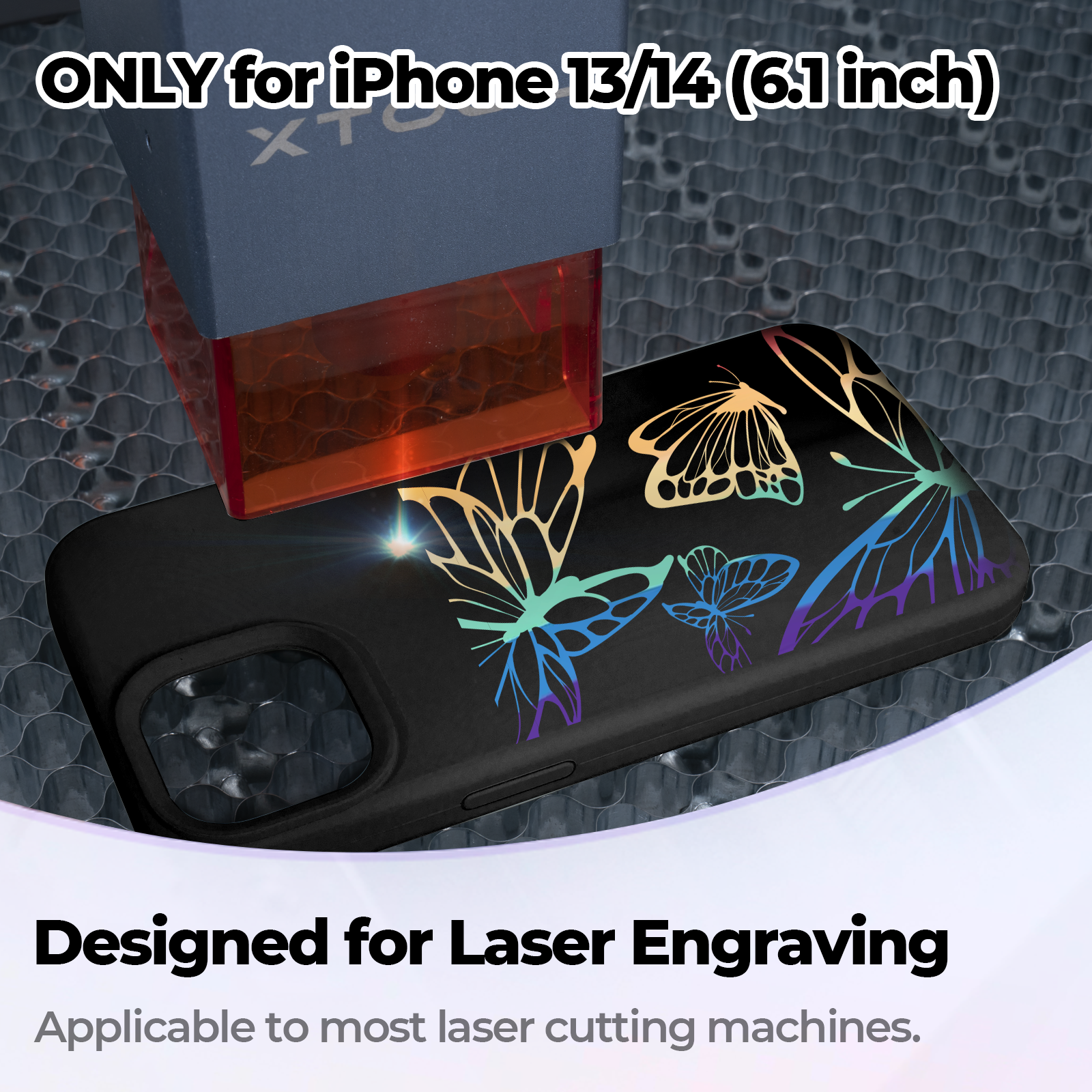 [Bulk Orders] Black Silicone Magnetic iPhone Case with Laserable Rainbow Filling