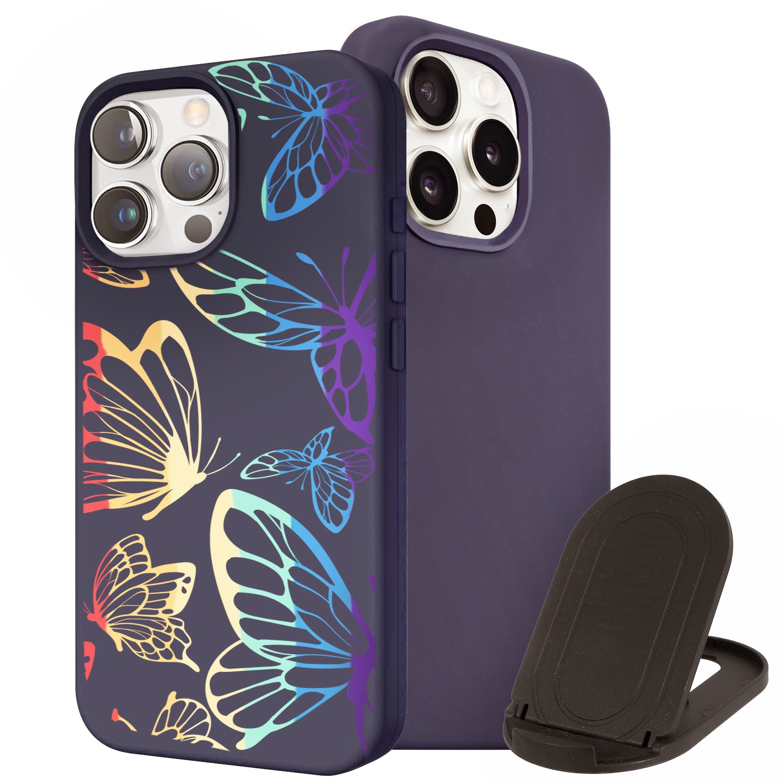 Purple Silicone Magnetic iPhone Case with Laserable Rainbow Filling