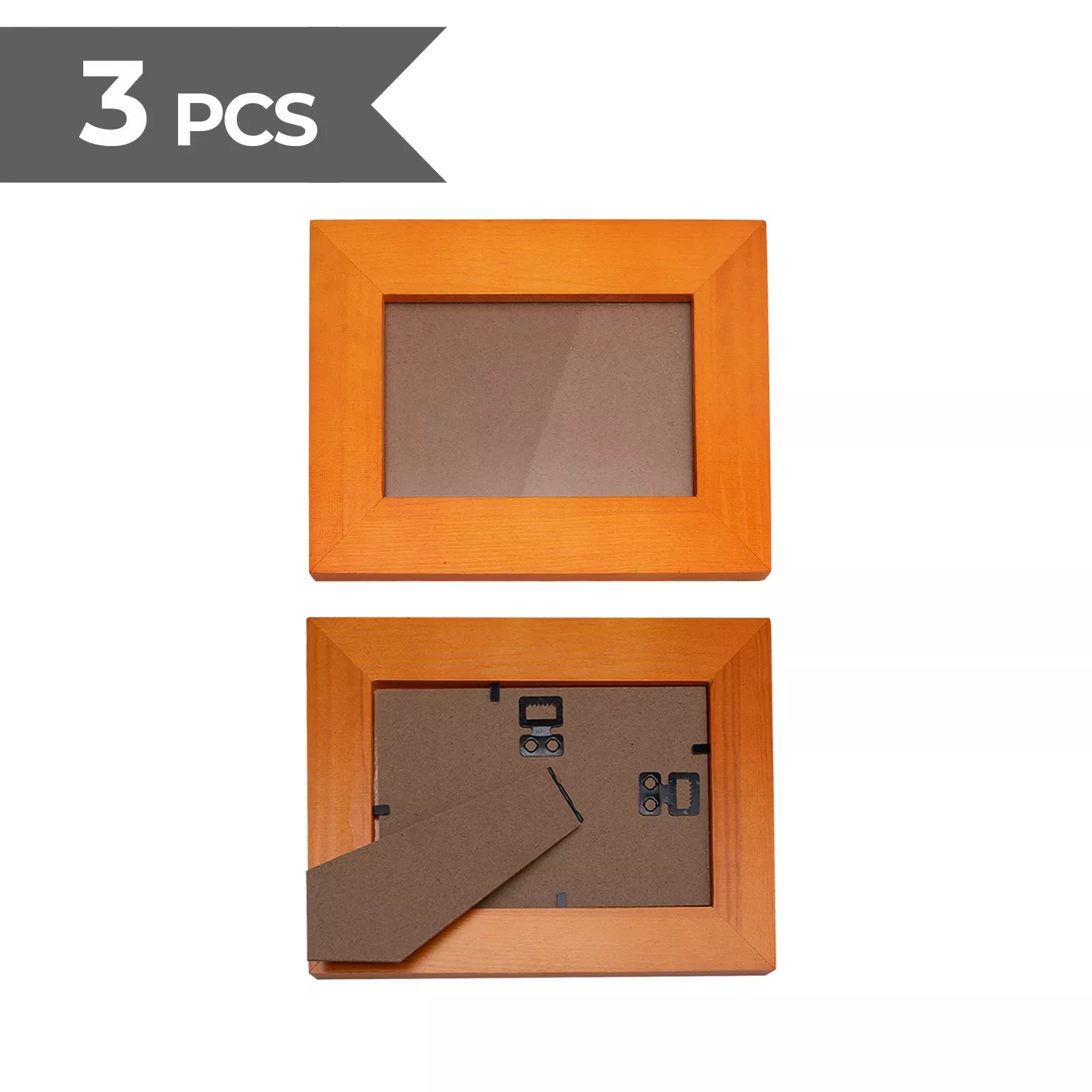 Wooden-colored Wooden Photo Frame (3pcs)