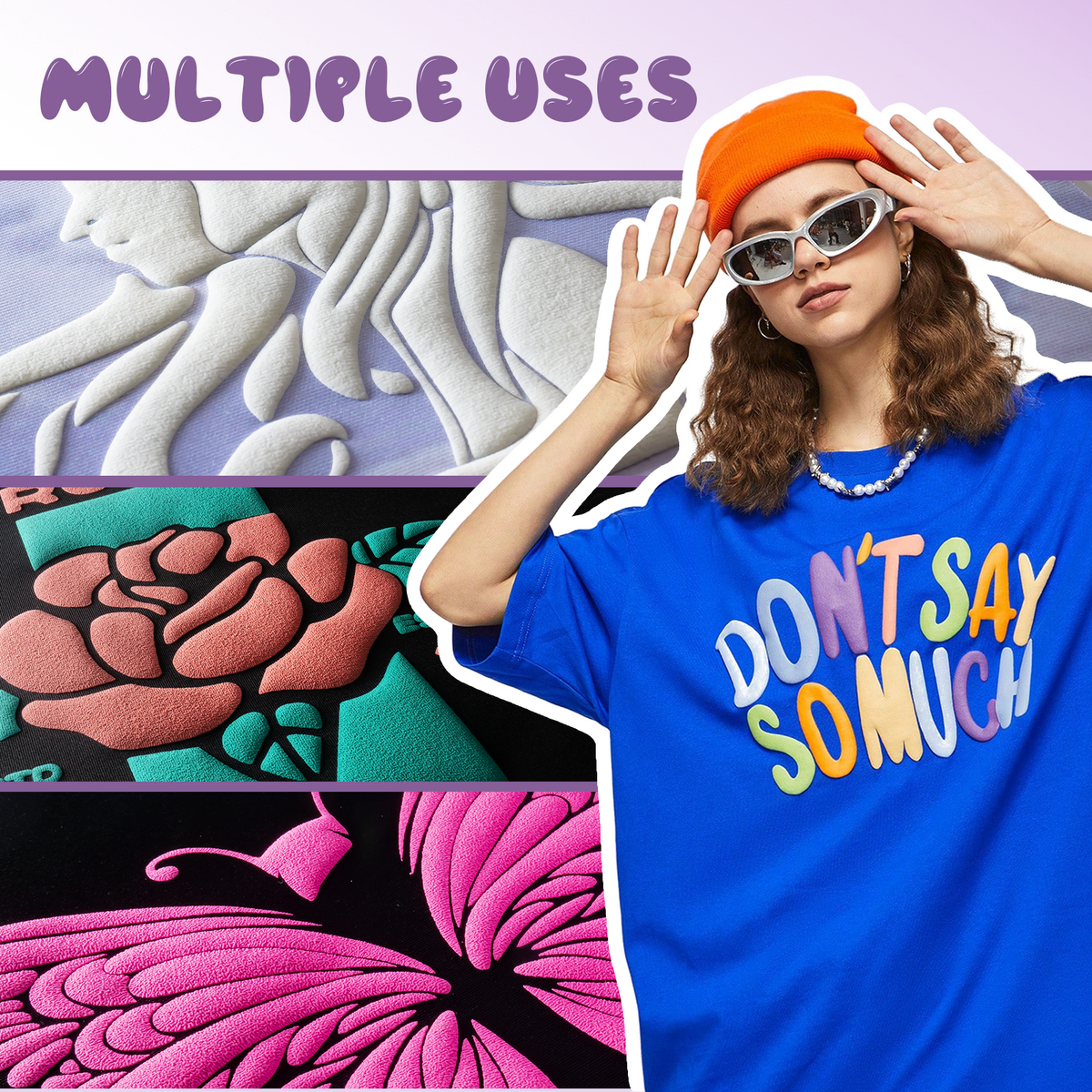 Black 3D Puff Heat Transfer Vinyl | xTool Materials