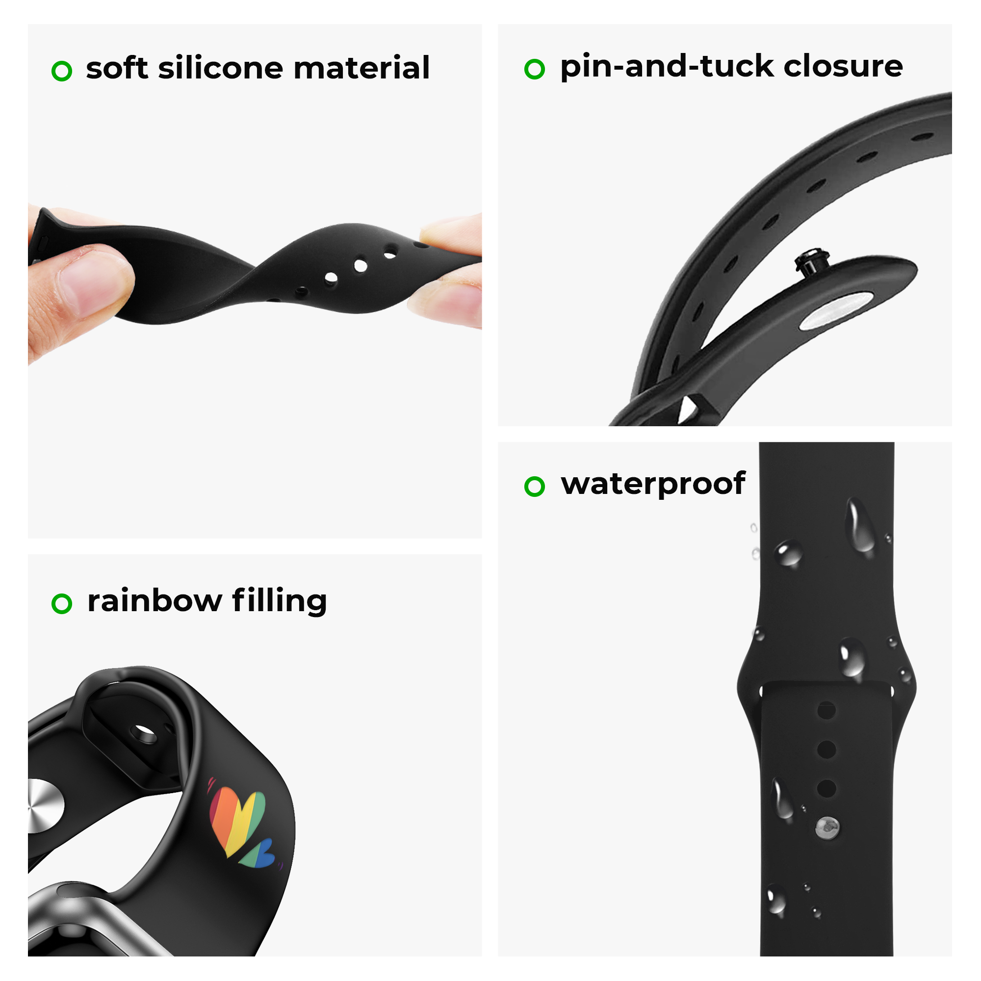 [Bulk Orders] Silicone Apple Watch Bands with Laserable Rainbow Filling (classic)