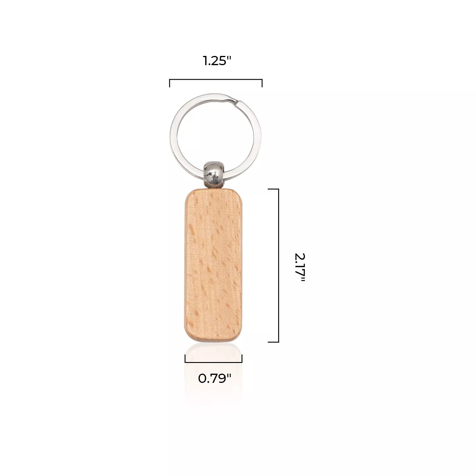 Rounded Rectangle Strip Wooden Keychain (10pcs)