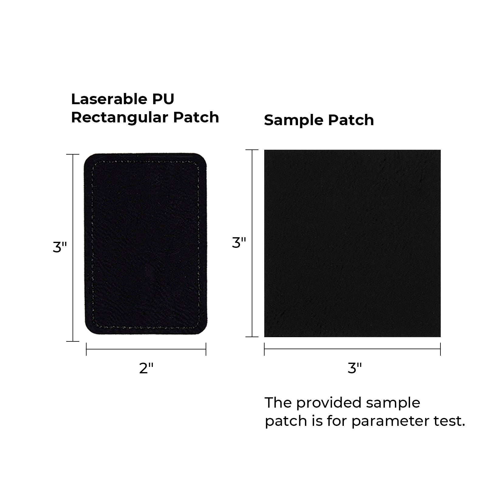 Black to Silver Rectangular Laserable PU Iron-on Patch (10pcs)