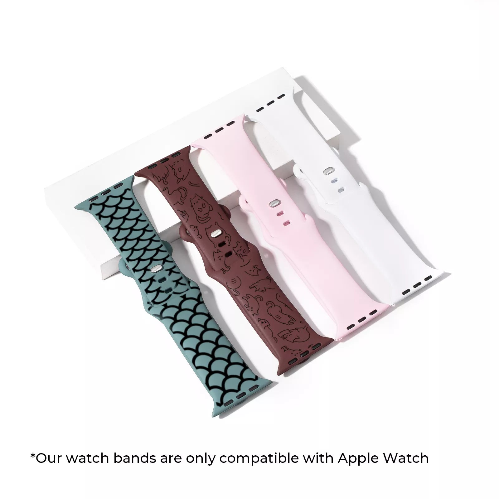 Silicone Apple Watch Bands with Laserable Black Filling