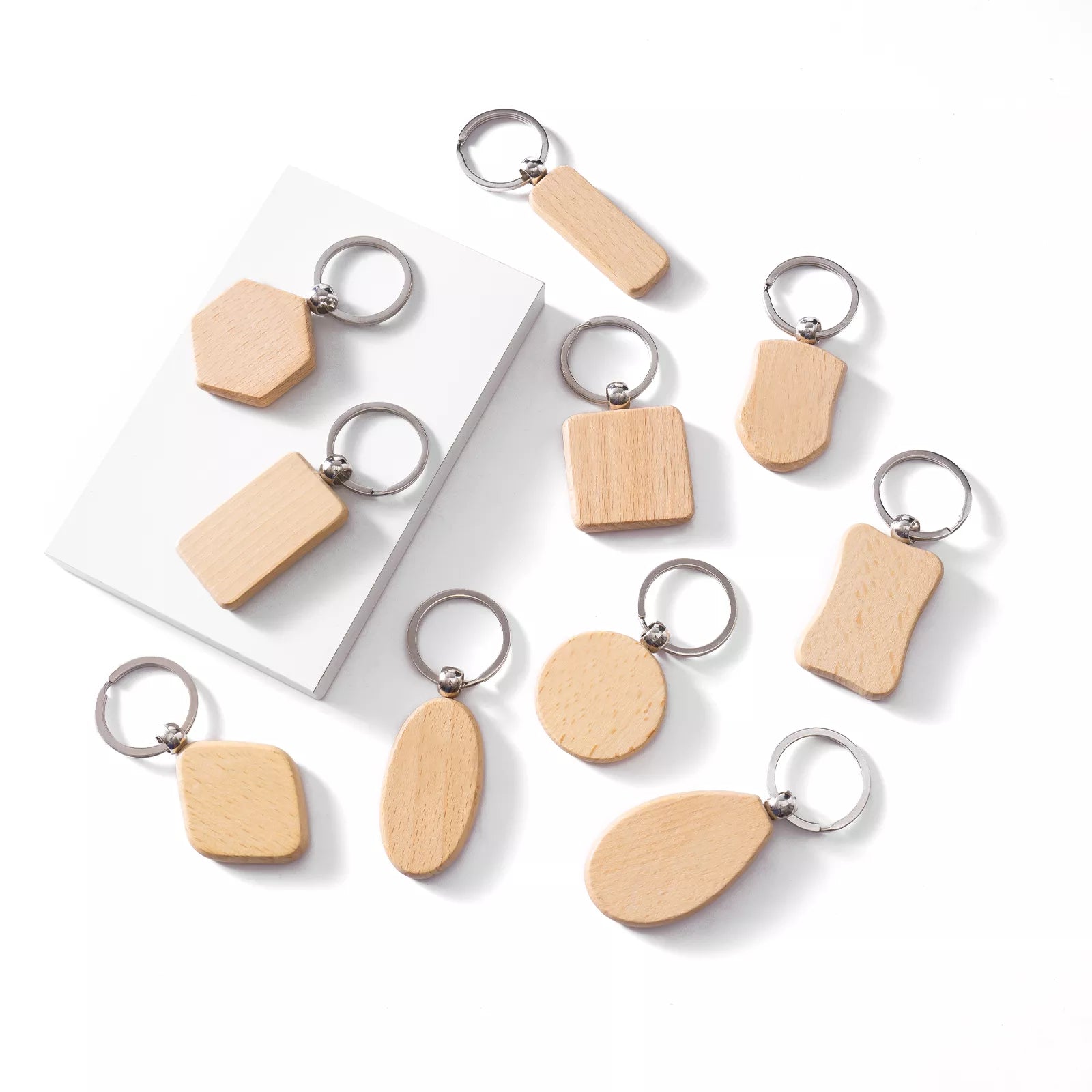 Mixed Shaped Wooden Keychain (10pcs)