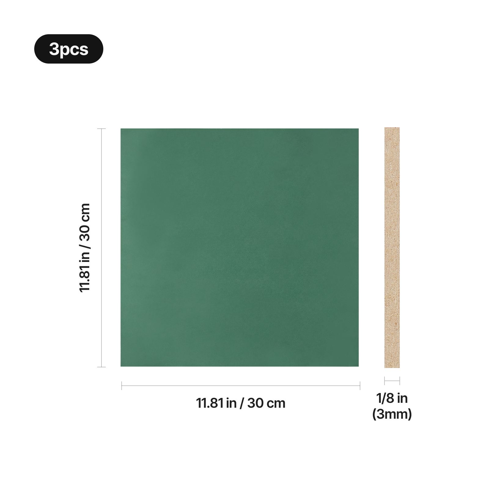 3mm dark green mdf board 30 30cm 3pcs 03