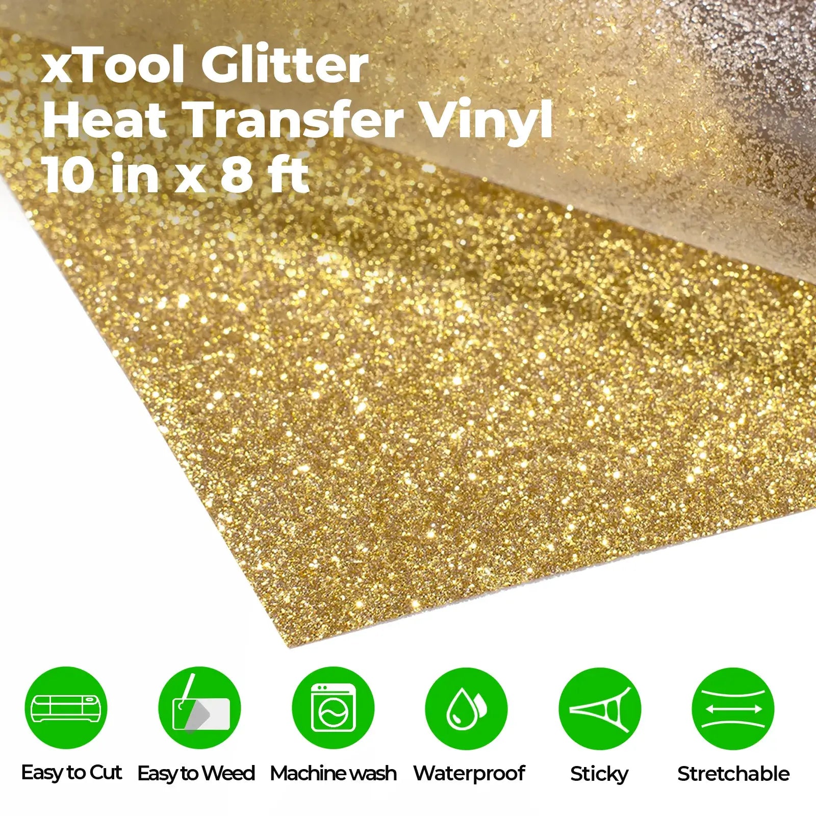 Gold Glitter HTV Heat Transfer Vinyl Roll
