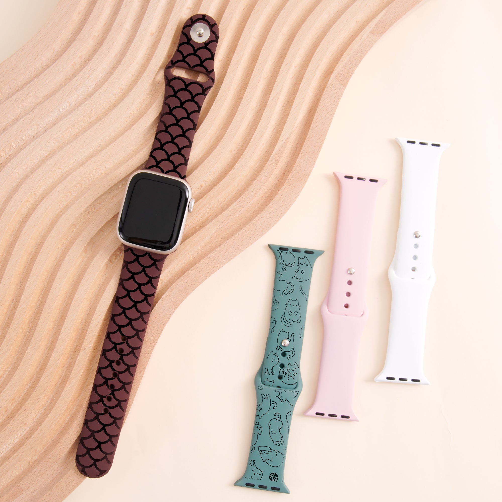 Silicone Apple Watch Bands with Laserable Black Filling