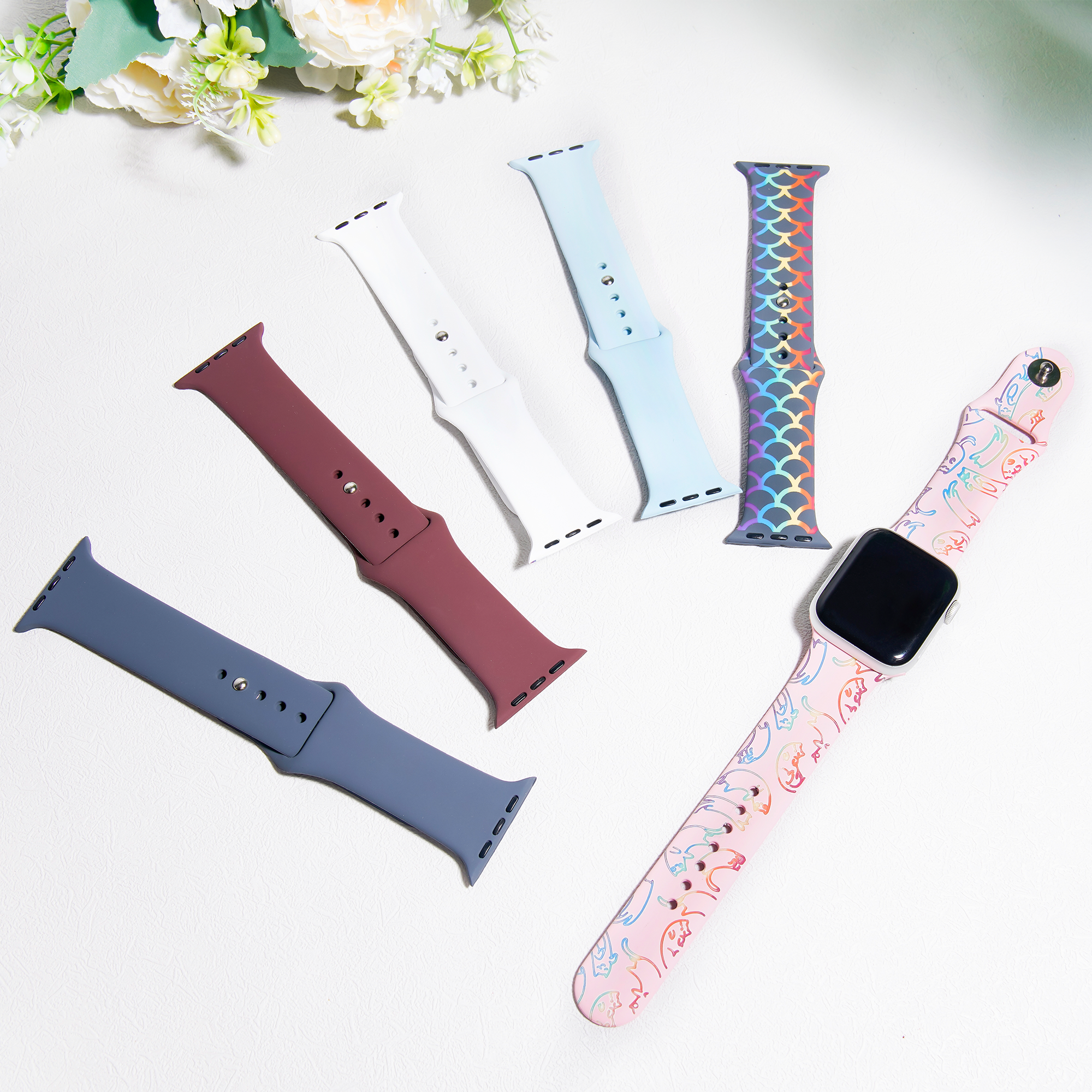 Silicone Apple Watch Bands with Laserable Rainbow Filling (neo)