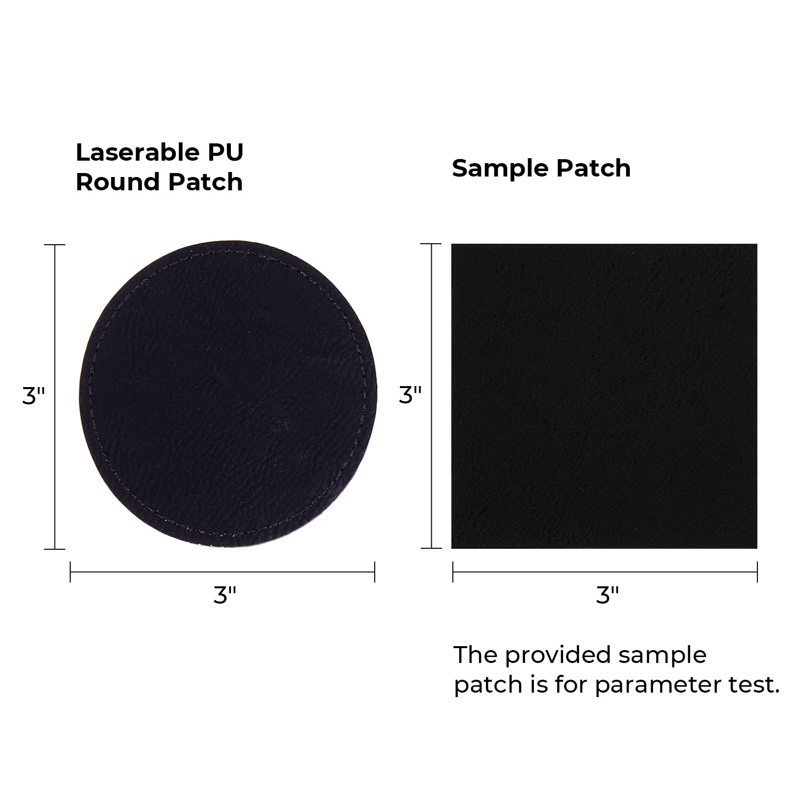 Black to Silver Round Laserable PU Iron-on Patch (10pcs)