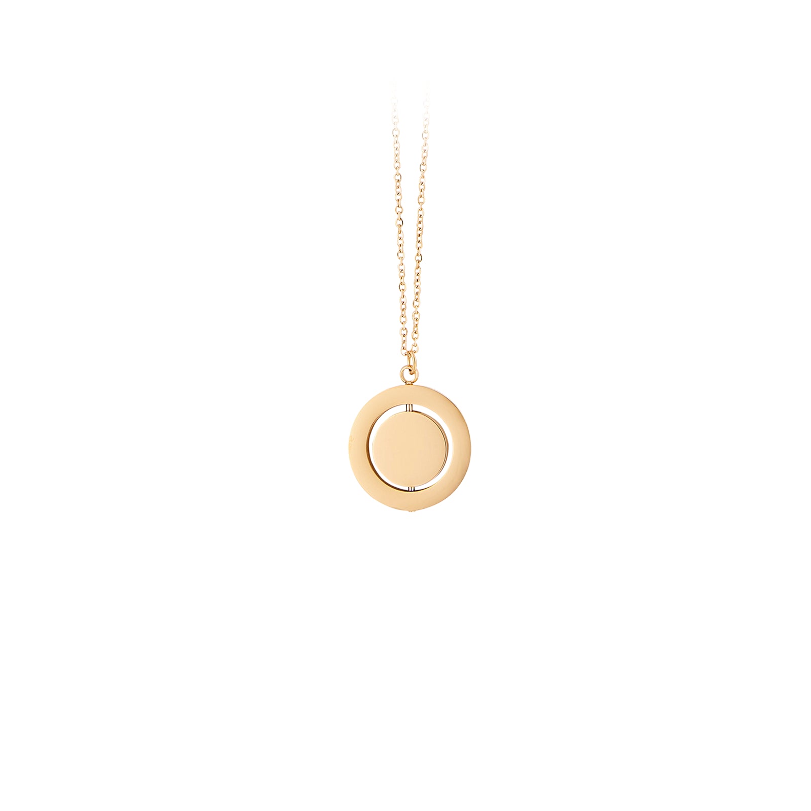 Gold Stainless Steel Spinner Pendant Necklace (3pcs)