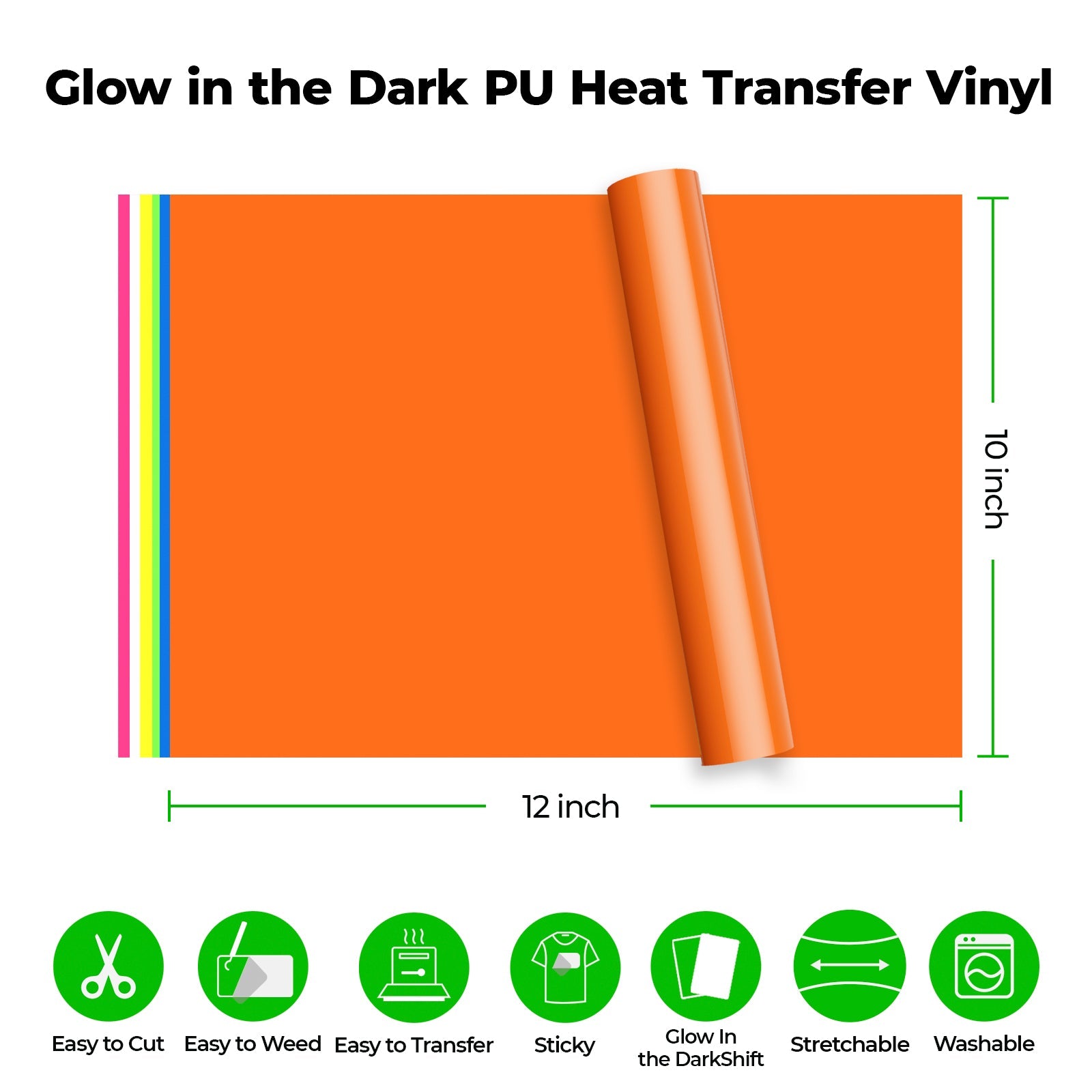 Glow in the Dark PU Heat Transfer Vinyl (20pcs)