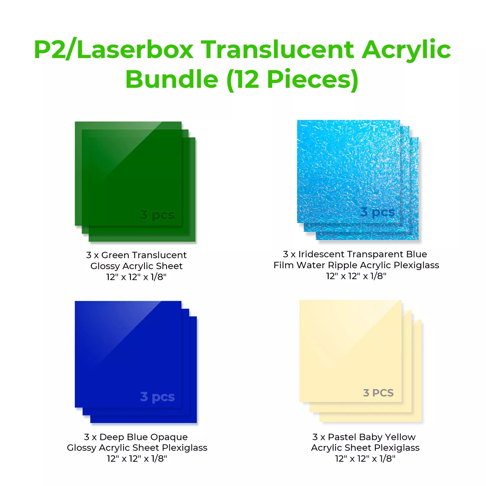 xTool P2/Laserbox Translucent Acrylic Bundle (12pcs)