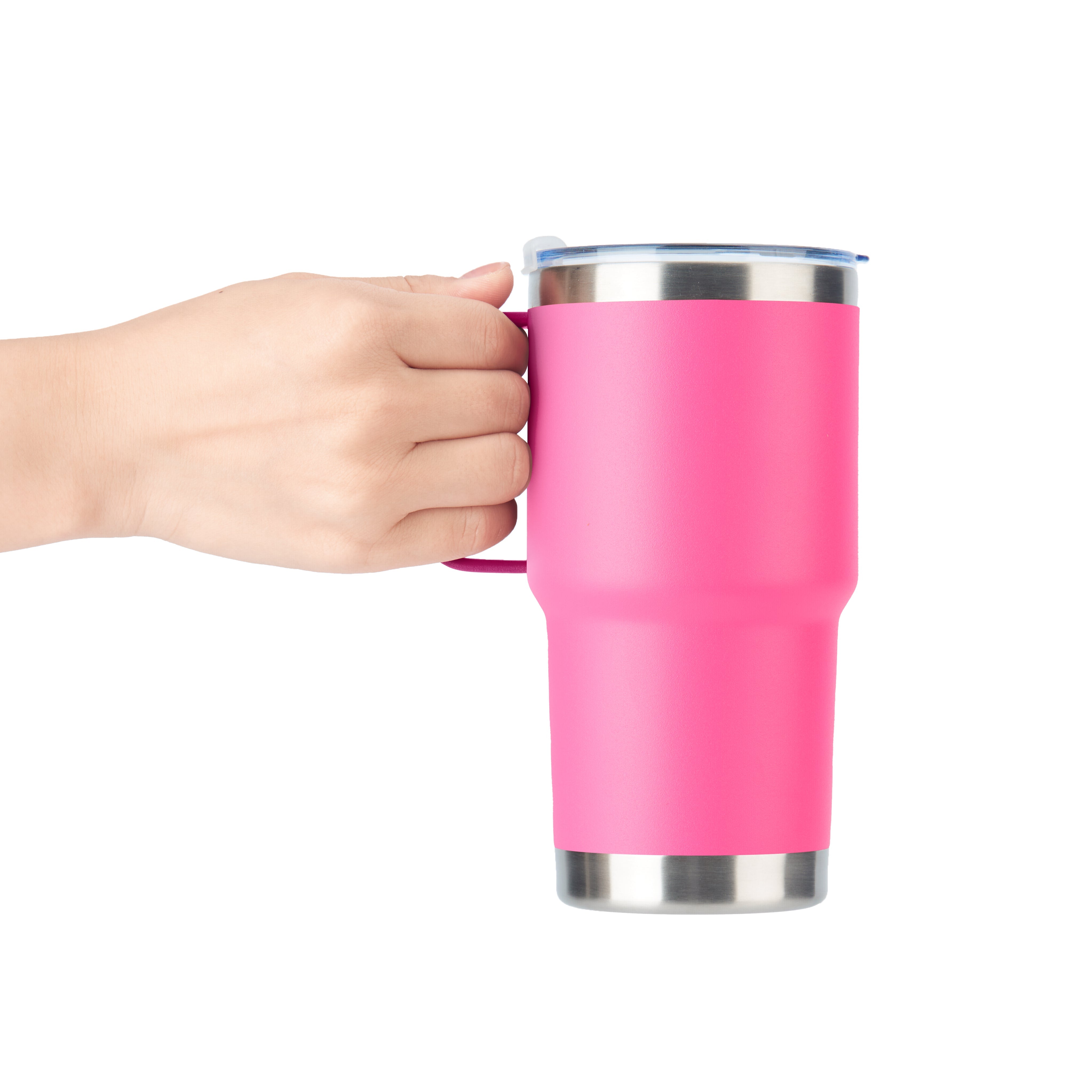 Pink Stainless Steel Tumbler With Handle