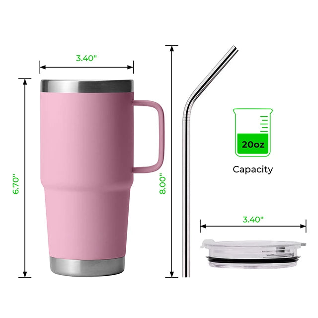 Sandstone Pink Stainless Steel Tumbler kit with Handle (20oz)