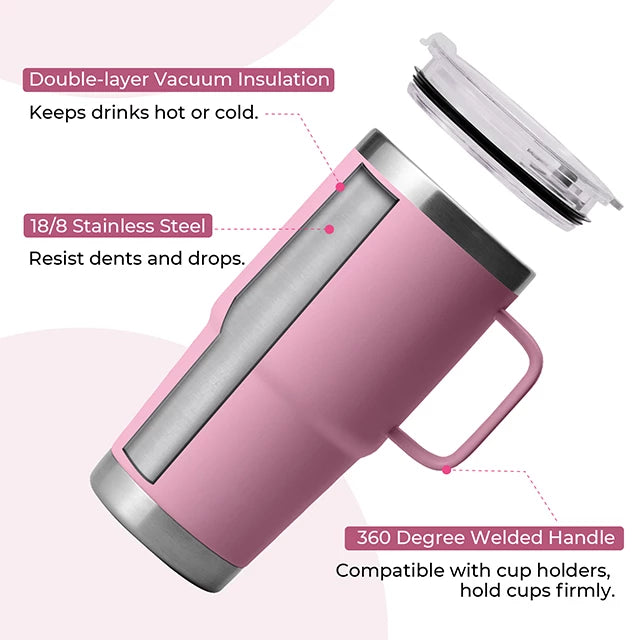 Sandstone Pink Stainless Steel Tumbler kit with Handle (20oz)