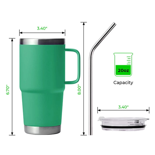 Deep Mint Stainless Steel Tumbler kit with Handle (20oz)
