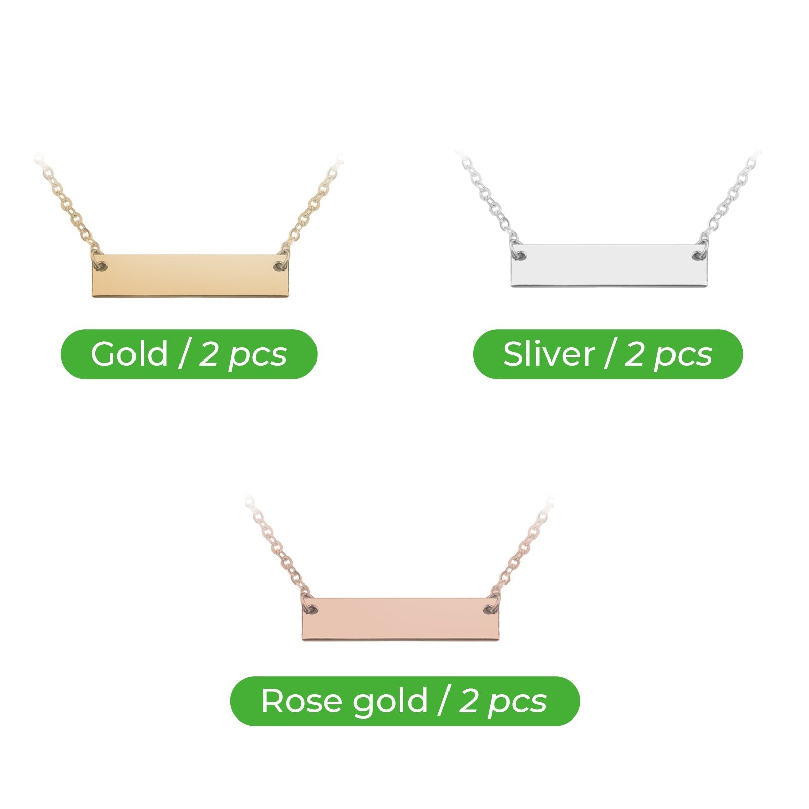 Stainless Steel Bar Necklace (6pcs)