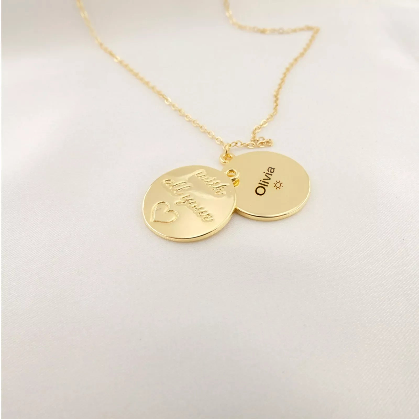 18K Gold Plated Round Lettering Pendant (10pcs)