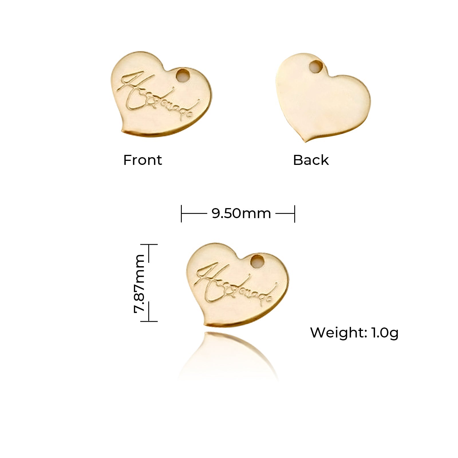 14K Gold Plated Heart-shaped Lettering Pendant (20pcs)
