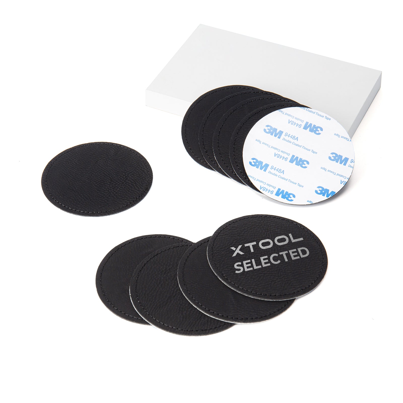 Black to Silver Laserable PU Round Patch (10pcs)