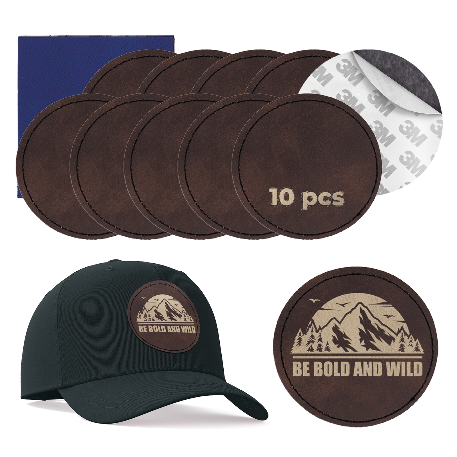 Brown to Gold Laserable PU Round Patch (10pcs)