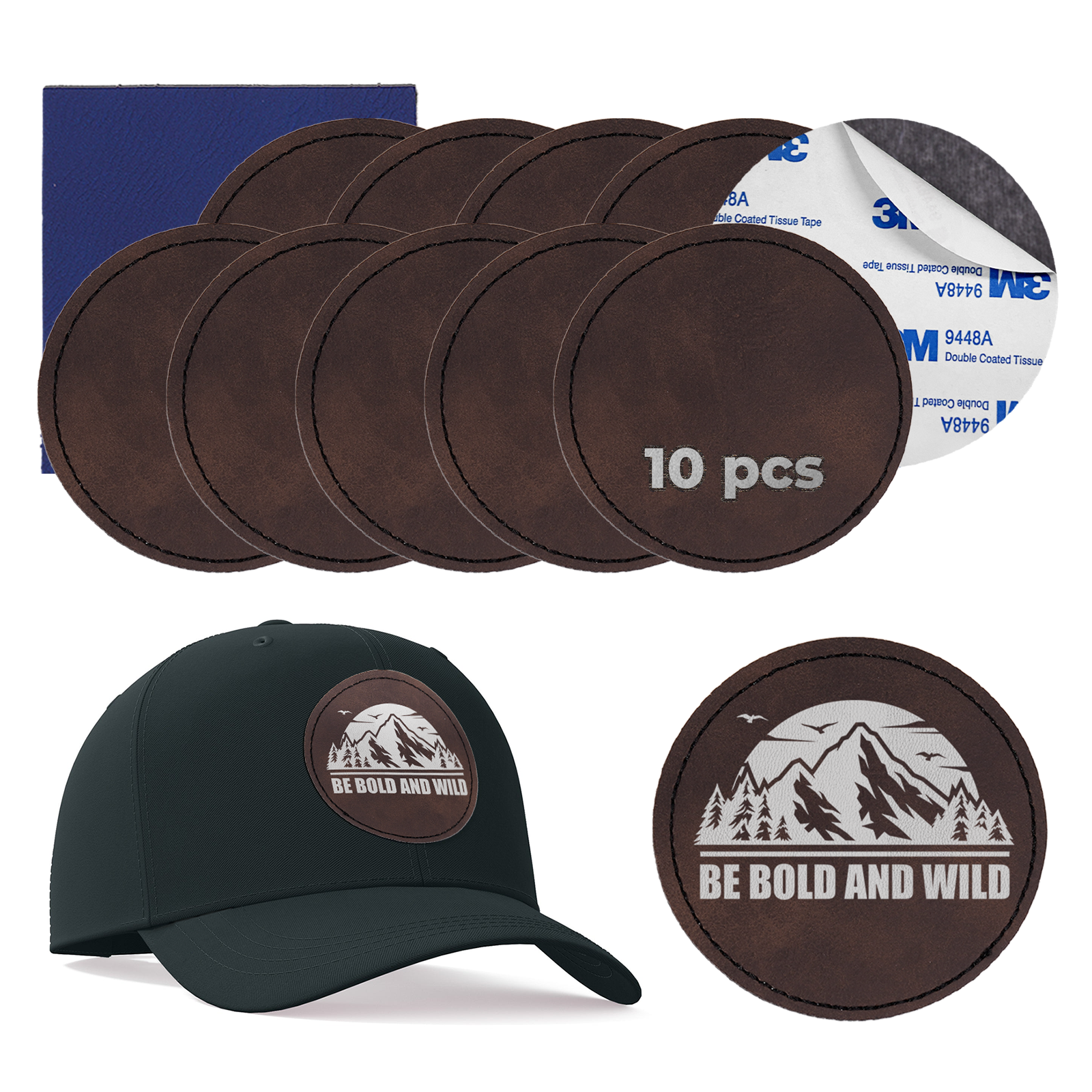 Brown to Silver Laserable PU Round Patch (10pcs)