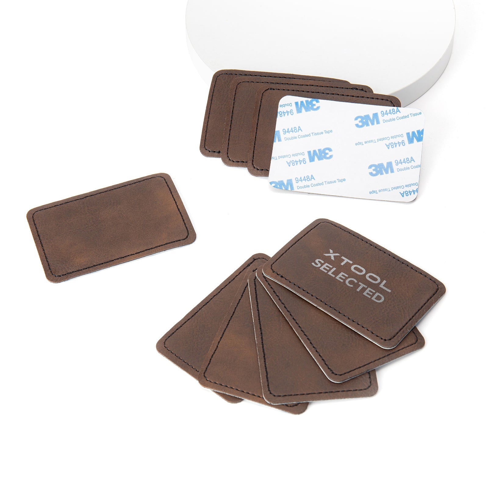 Brown to Silver Laserable PU Rectangular Patch (10pcs)