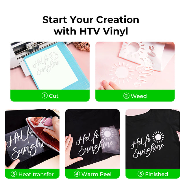 UV Color Changing Heat Transfer Vinyl - 12x10 Inch Sheets, Sunlight Sensitive HTV For DIY Crafts