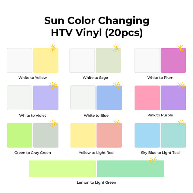 Sun Color Changing Heat Transfer Vinyl (20pcs)
