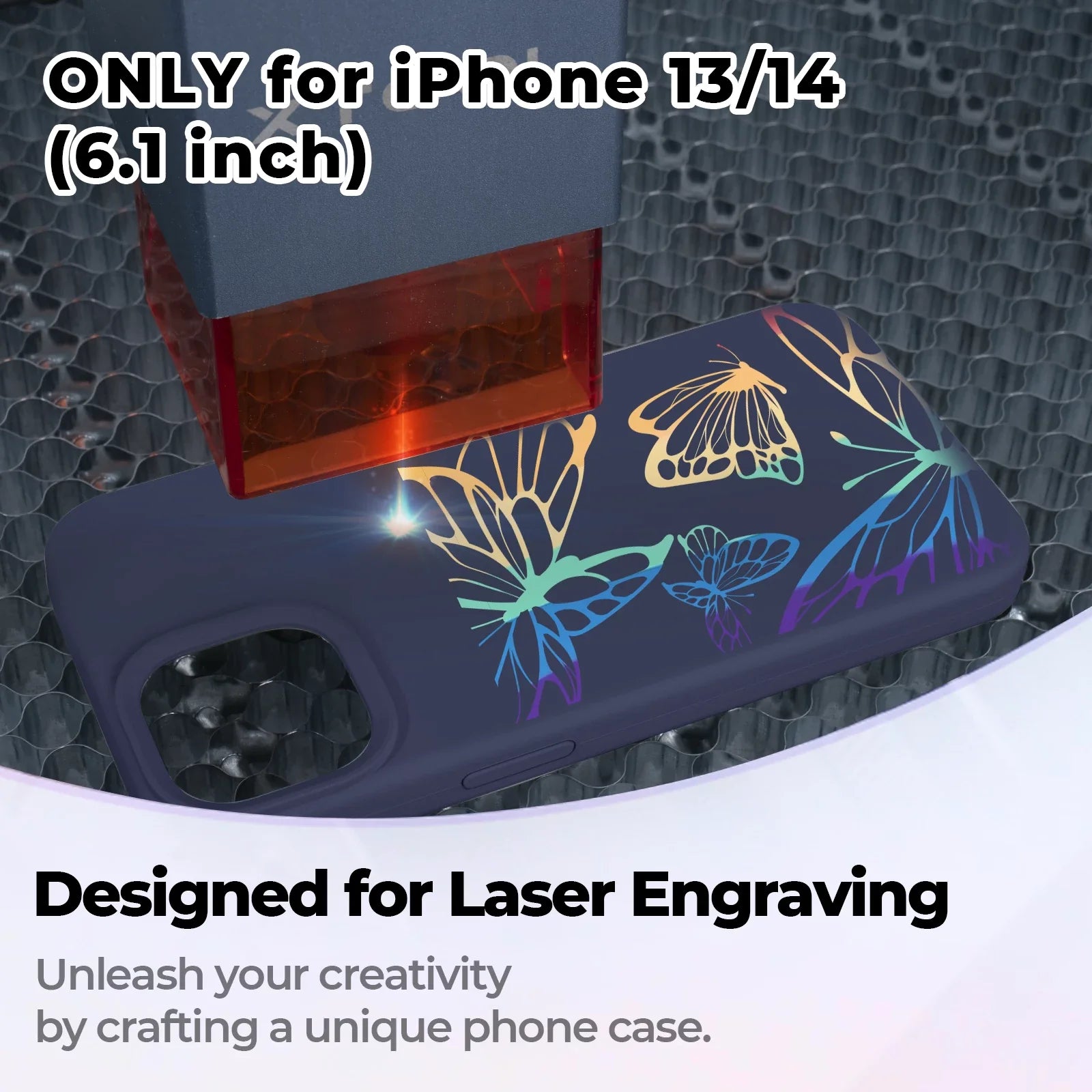 [Bulk Orders] Navy Silicone Magnetic iPhone Case with Laserable Rainbow Filling