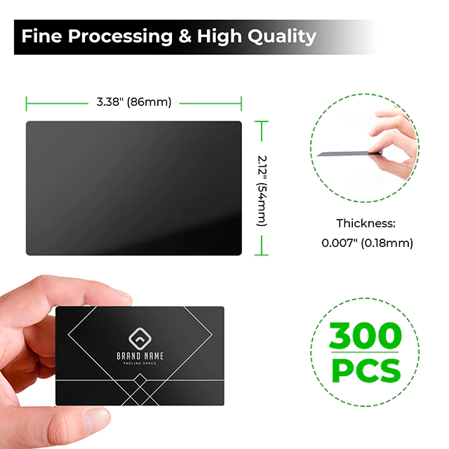 Glossy Black Aluminum Business Cards (300pcs)