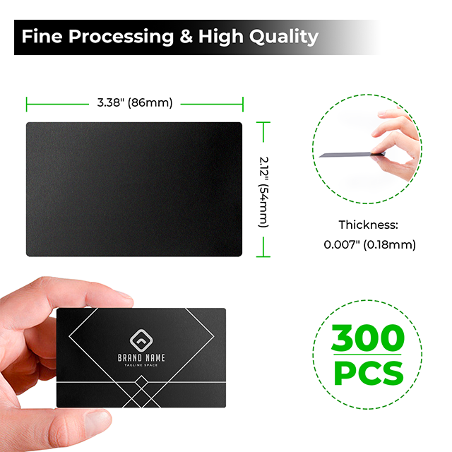 Faatcoi 100 Pcs Metal Business Cards Blank, Aluminum Laser Engraving Cards Material Blanks for Customer Greeting Card DIY Gift Cards, Black