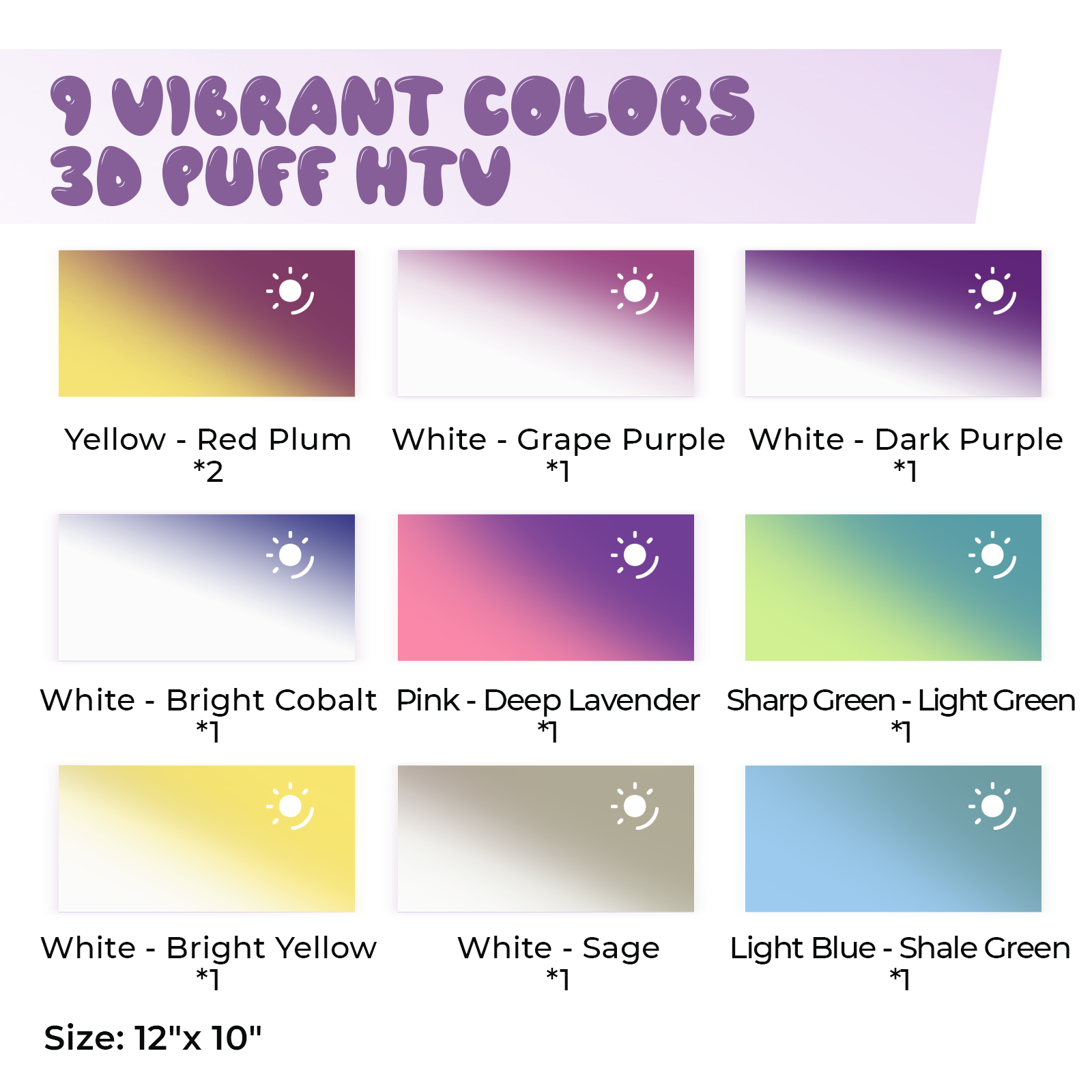 Sun Color Changing Puff Vinyl Heat Transfer (10pcs)