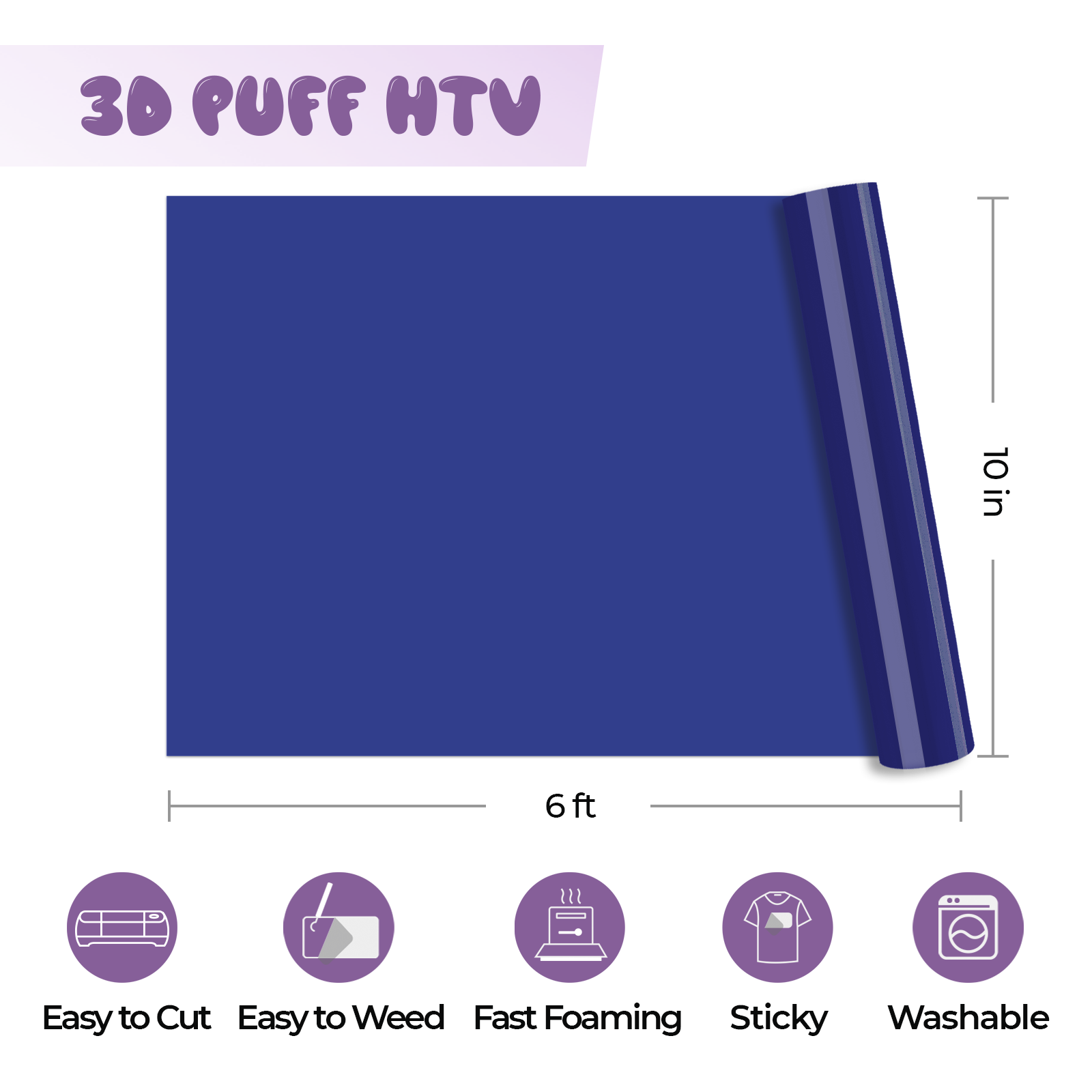 6 Sheets Puff Vinyl Heat Transfer 3D Puff HTV Glow in Dark Heat