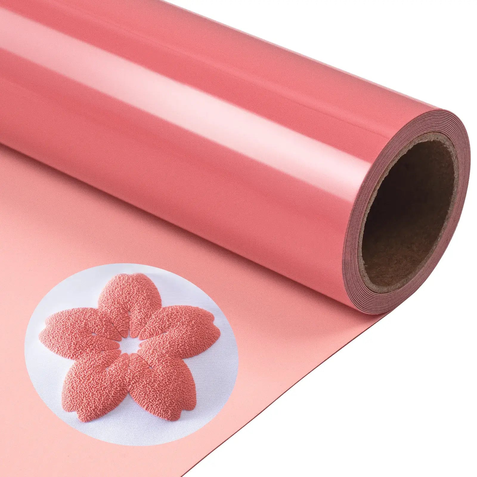Peach Pink Puff Vinyl Heat Transfer 3D